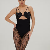 BLACK KNITWEAR BODY WITH SHINY HEARTS